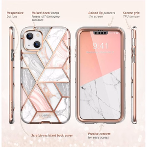 Supcase Cosmo dėklas telefonui iPhone 14 Plus - rožinės marmuro spalvos