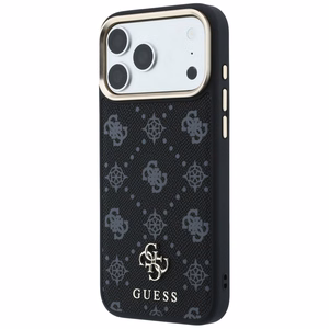 Guess Peony 4G Small Logo MagSafe dėklas, skirtas iPhone 17 Pro Max / 18 Pro Max, juodas