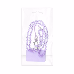 CRYSTAL DIAMOND telefono dirželis, telefono pakabukas / virvelės ilgis 74 cm (37 cm kilpoje) / ant kaklo – violetinis