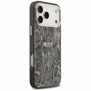 Guess Pitono rašto magnetinis dėklas iPhone 17 Pro Max - juodas