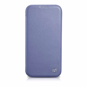iCarer CE Premium odinis folio dėklas iPhone 14 Pro Max magnetinis atverčiamas odinis folio dėklas MagSafe šviesiai violetinė