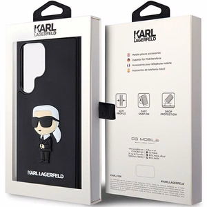 Karl Lagerfeld 3D guminis Ikonik dėklas telefonui Samsung Galaxy S24 Ultra - juodas