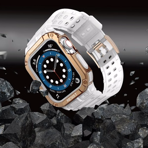 Apsauginė apyrankė Apple Watch 42/44/45mm šarvuotas dėklas - balta, rožinis auksas