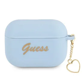 Guess GUAPLSCHSB AirPods Pro dėklas mėlynas silikoninis Charm Heart kolekcija