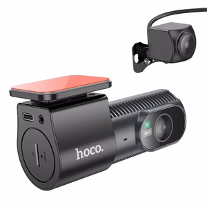 Automobilinė kamera Hoco su ekranu 1,47" 2K + galinė kamera 720P/25fps DV8 juoda