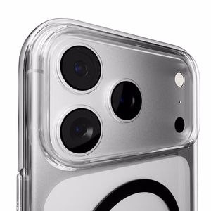 Puro Lite Mag TPU+PC dėklas telefonui suderinamas su MagSafe iPhone 17 Pro - skaidrus su juodu žiedu