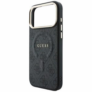 Guess Embossed 4G Classic MagSafe dėklas, skirtas iPhone 17 Pro Max / 18 Pro Max, juodas