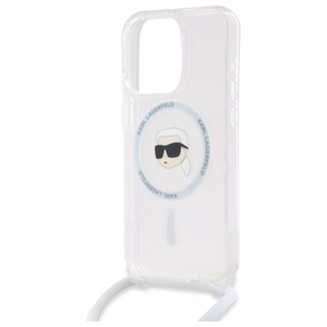 Karl Lagerfeld per petį IML Karl galvos MagSafe dėklas iPhone 16 Pro – skaidrus