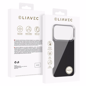 Liavec Carbon Layer Magsafe Aramid Fiber dėklas skirtas Iphone 17 Pro Max juodas