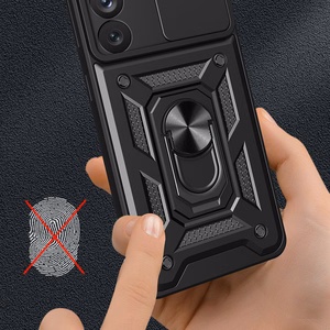 Dėklas telefonui Samsung Galaxy S23+ su kameros dangteliu - raudonas