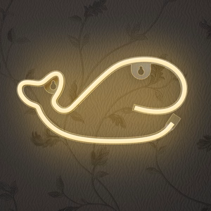 Neon LED Light WHALE warm baltas Bat + USB FLNE09 Forever Light