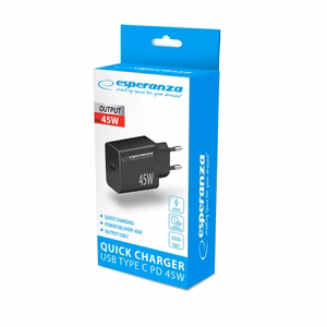 Esperanza EZC108K tinklo įkroviklis 45W juodas