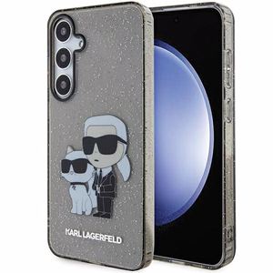 Karl Lagerfeld KLHCS24MHNKCTGK S24+ S926 juodas/juodas kietas dėklas Blizgučiai Karl&Choupette