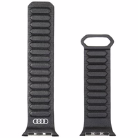 Dirželis Audi Logo Genuine Leather Magnetic Ring skirtas Apple Watch 40/41/42mm juodas