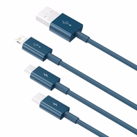 USB Laidas Baseus "3in1 Superior" Mėlynas 150cm (iki 3.5A)