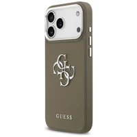 GUESS dėklas telefonui IPHONE 17 Pro Max suderinamas su Magnetine GUHCP17XPG4SMCEW (Grained PU W/ Big 4G Classic Logo) ruda
