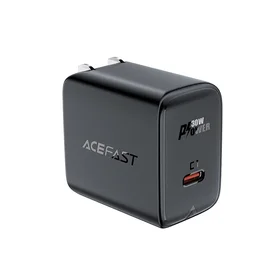 Acefast A23 30W GaN USB-C sieninis įkroviklis (JAV) – juodas