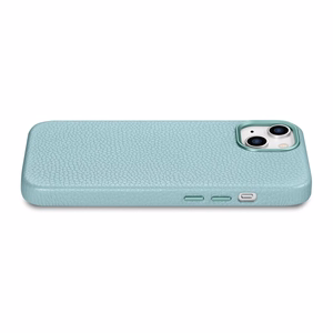 iCarer Litchi Premium odinis dėklas iPhone 14 Plus Magnetinis odinis dėklas su MagSafe Žalias (WMI14220711-GN)