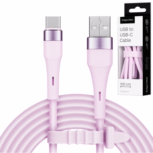 Kruger&Matz Basic USB–USB-C silikoninis kabelis, 1 m, rožinis