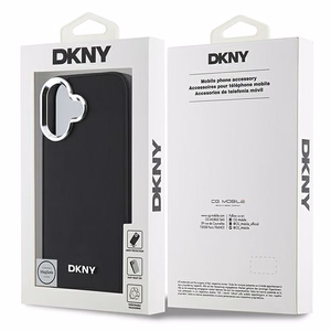 DKNY Paprastas sidabrinis logotipas magnetinis iPhone 16 dėklas - juodas
