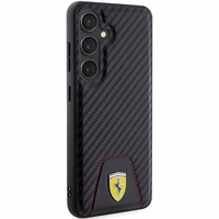 Ferrari Carbon Stitched Bottom dėklas telefonui Samsung Galaxy S24 - juodas