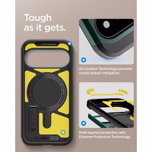 Spigen Tough Armor Mag MagSafe dėklas, skirtas Google Pixel 11, tamsiai žalias