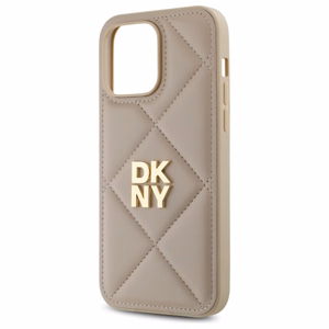 DKNY Quilted Stack Logo dėklas telefonui iPhone 14 Pro - smėlio spalvos