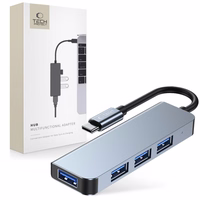 HUB Tech-Protect V1 4in1 USB-C - 3x USB-A 2.0 / USB-A 3.0 - pilkas