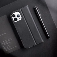 Dux Ducis Hivo odinis atverčiamas dėklas tikros odos piniginė kortelėms ir dokumentams iPhone 14 Pro Max ruda