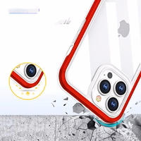 Skaidrus 3in1 dėklas iPhone 13 Pro raudono rėmo gelio dangteliu