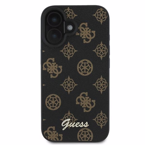 Dėklas telefonui Guess Peonijos šriftas MagSafe iPhone 16 Plus - juodas