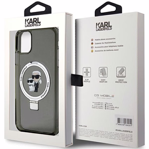 Karl Lagerfeld Ring Stand Karl&Choupette MagSafe чехол для iPhone 11 / Xr - чёрный