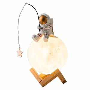 Mėnulio stalo lempa / drėkintuvas ASTRONAUTAS sėdintis Art Deco (modelis 5) AFSH