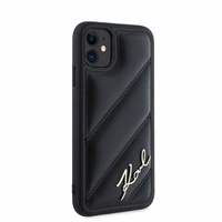 Karl Lagerfeld Diagonal Quilted Script dėklas telefonui iPhone 11 / Xr - juodas