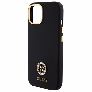 Guess silikoninis Logo Strass 4G dėklas telefonui iPhone 15 - juodas