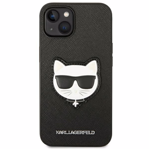 Karl Lagerfeld Saffiano Choupette Head Patch dėklas telefonu iPhone 14 Plus - juodas