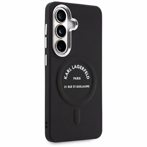 Karl Lagerfeld Embossed Ring RSG Logo MagSafe dėklas Samsung Galaxy S26+ juodas