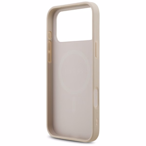 Guess Leather 4G Triangle Strass MagSafe dėklas, skirtas iPhone 17 Pro Max / 18 Pro Max – rožinis