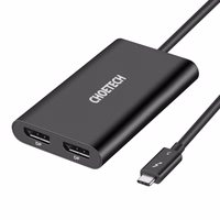 Choetech kištuko adapteris USB Type C Thunderbolt 3 (40Gbps) - 2x DisplayPort 4K 60Hz juodas (HUB-D03)