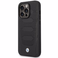 Dėklas telefonui BMW BMHMP14L22RPSK iPhone 14 Pro 6.1" juodas/juodas odos sėdynių raštas MagSafe