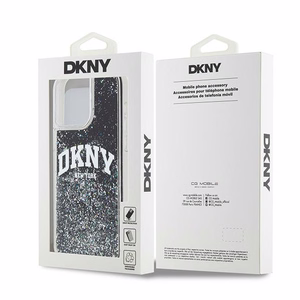 DKNY dėklas telefonui iPhone 15 Pro Max 6,7" DKHCP15XLBNAEK juodas HC skysti blizgučiai su arkinis logotipas