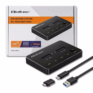 Qoltec 50310 Diskų Doko Stotis 2x SSD M.2 SATA NGFF USB Type-C