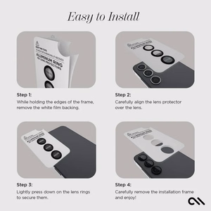 Case-Mate Aluminum Ring Lens Protector apsauginis kameros lęšių stiklas, skirtas Samsung Galaxy S24+, juodas