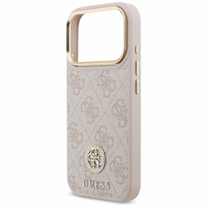 Guess 4G Strass Logo & Big Strap Metal Buttons Magnetinis dėklas telefonui iPhone 17 Pro - rožinė