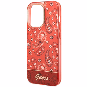 Guess GUHCP14LHGBNHR iPhone 14 Pro 6.1" raudonas/raudonas kietas dėklas Bandana Paisley