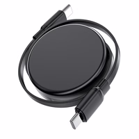 Acefast C13-03 USB-C - USB-C 60W ištraukiamas kabelis - juodas