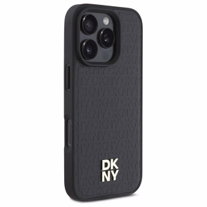 DKNY pasikartojančio rašto logotipo magnetinis dėklas telefonui iPhone 16 Pro - juodas