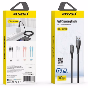 USB kabelis Awei CL-182M USB to MicroUSB 1.0m juodas