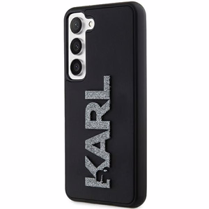 Karl Lagerfeld 3D Guminis Blizgus Logotipas dėklas telefonui Samsung Galaxy S23 - juodas