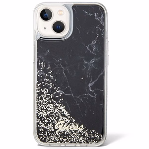 Guess Liquid Glitter Marble dėklas telefonui iPhone 14 - juodas